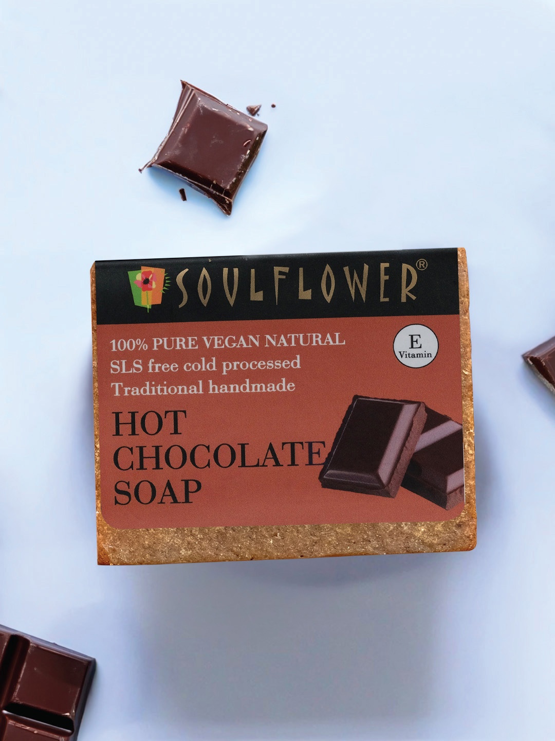 

Soulflower Hot Chocolate Bath Soap for dark spots, pigmentation & uneven skin tone - 150g, Brown