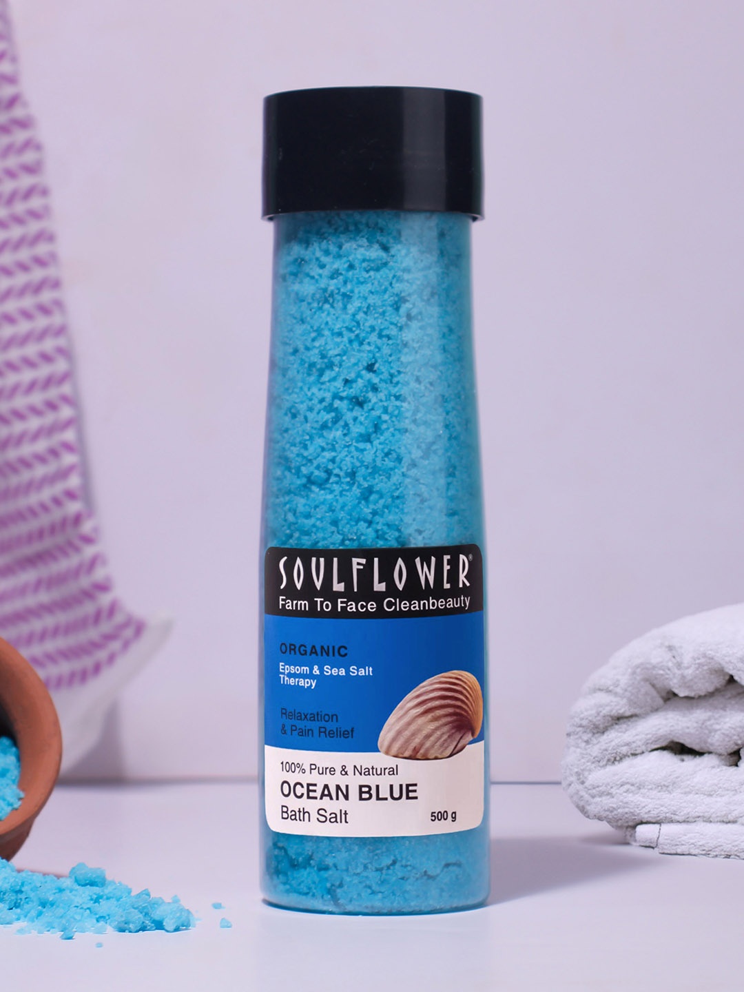 

Soulflower Ocean Blue Epsom Bath Salt for Body & Foot Spa with Natural Sea Salt - 500g