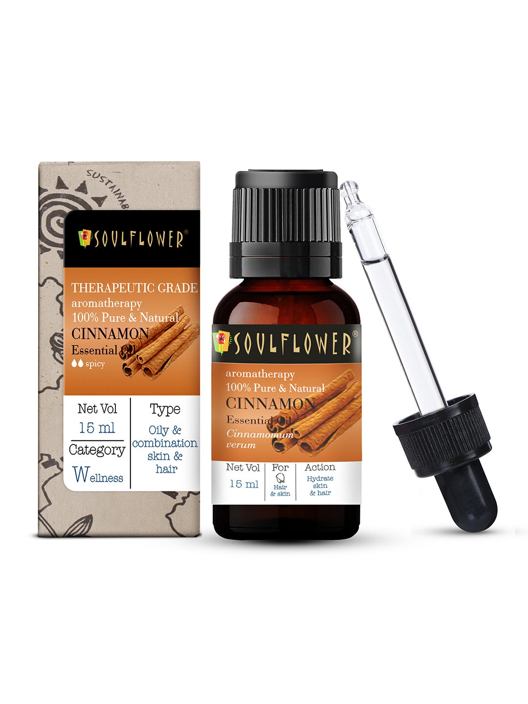 

Soulflower Cinnamon Essential Oil, Tan