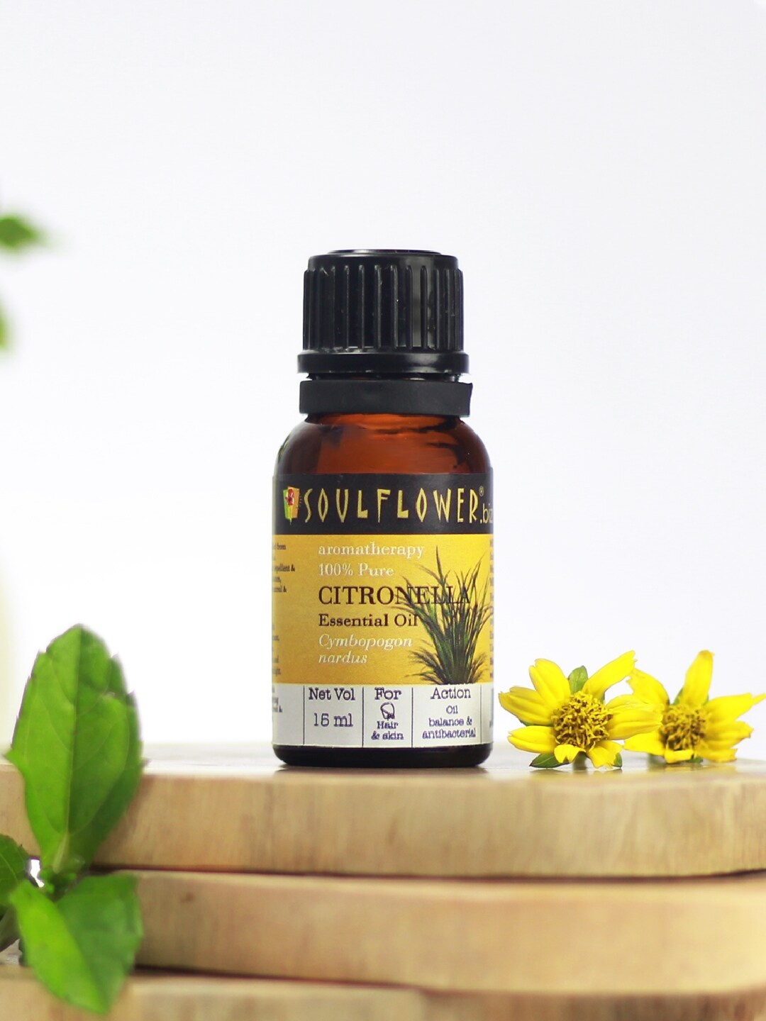 Soulflower Citronella Essential Oil, 15ml, Yellow