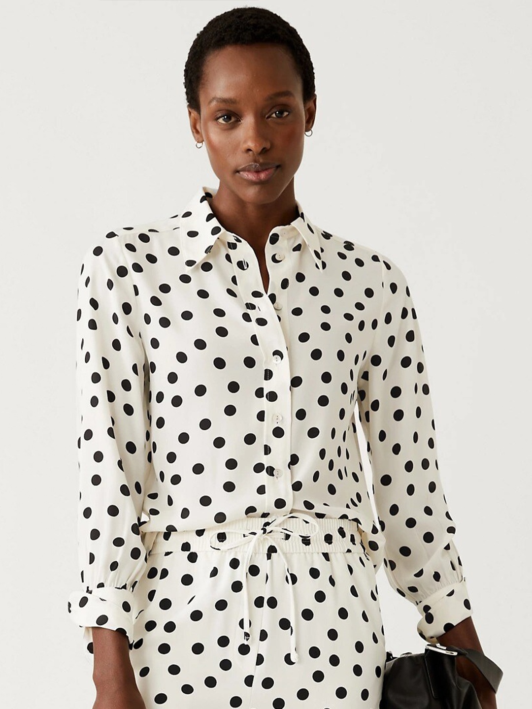 

Marks & Spencer Polka Dots Printed Casual Shirt, White