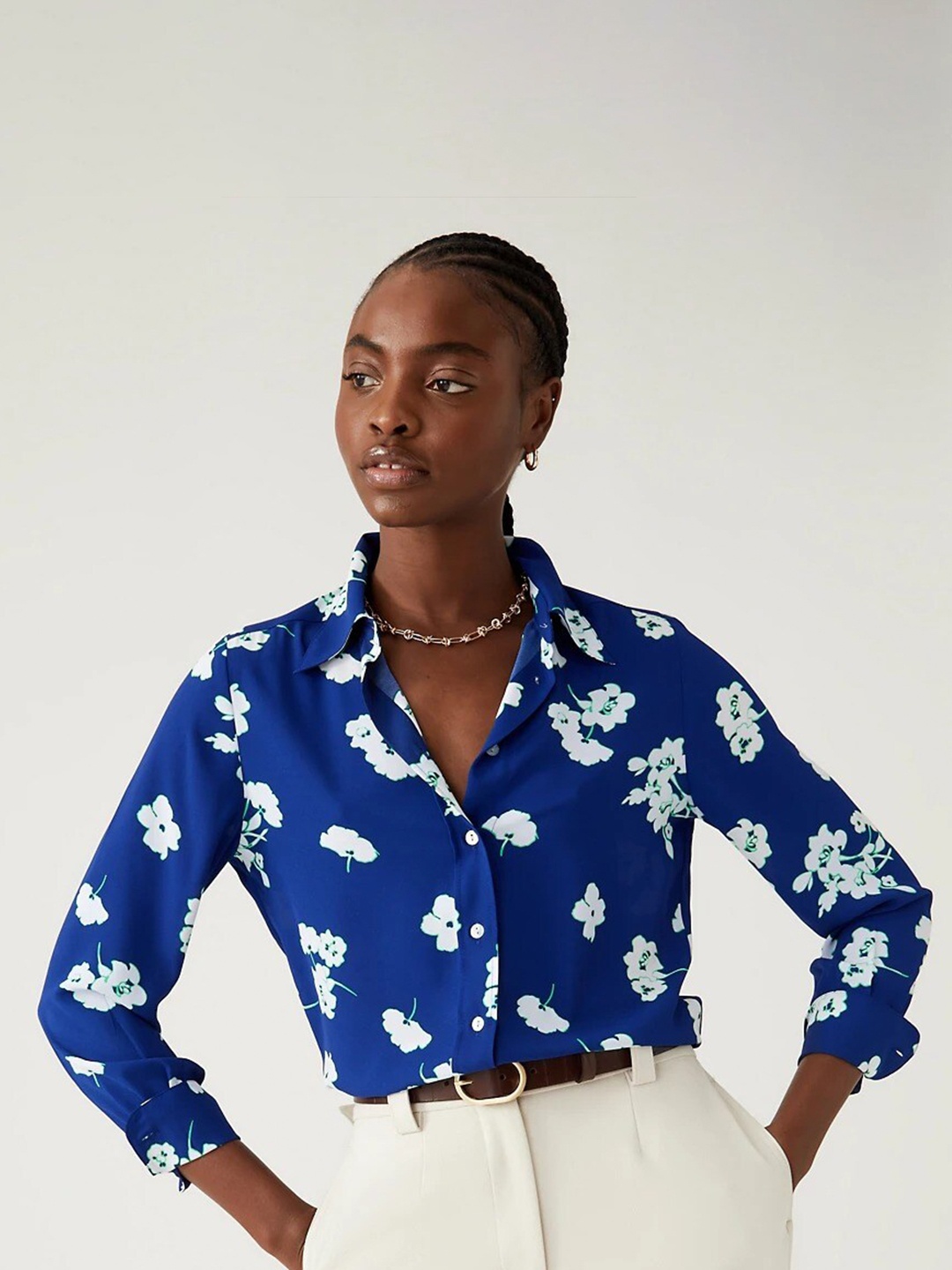 

Marks & Spencer Floral Printed Casual Shirt, Blue