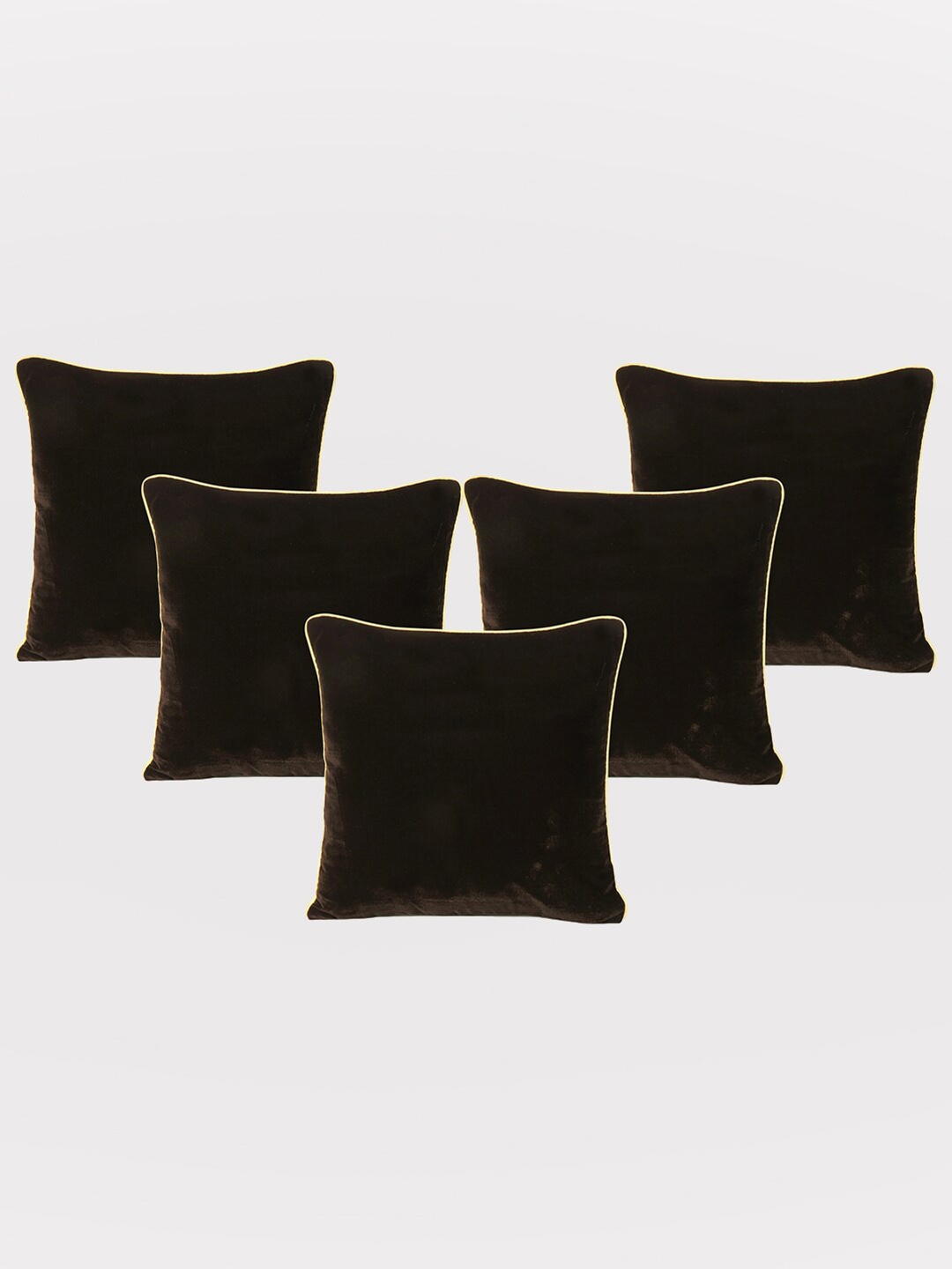 

OUSSUM Brown & Yellow 5-Pieces Velvet Square Cushion Covers