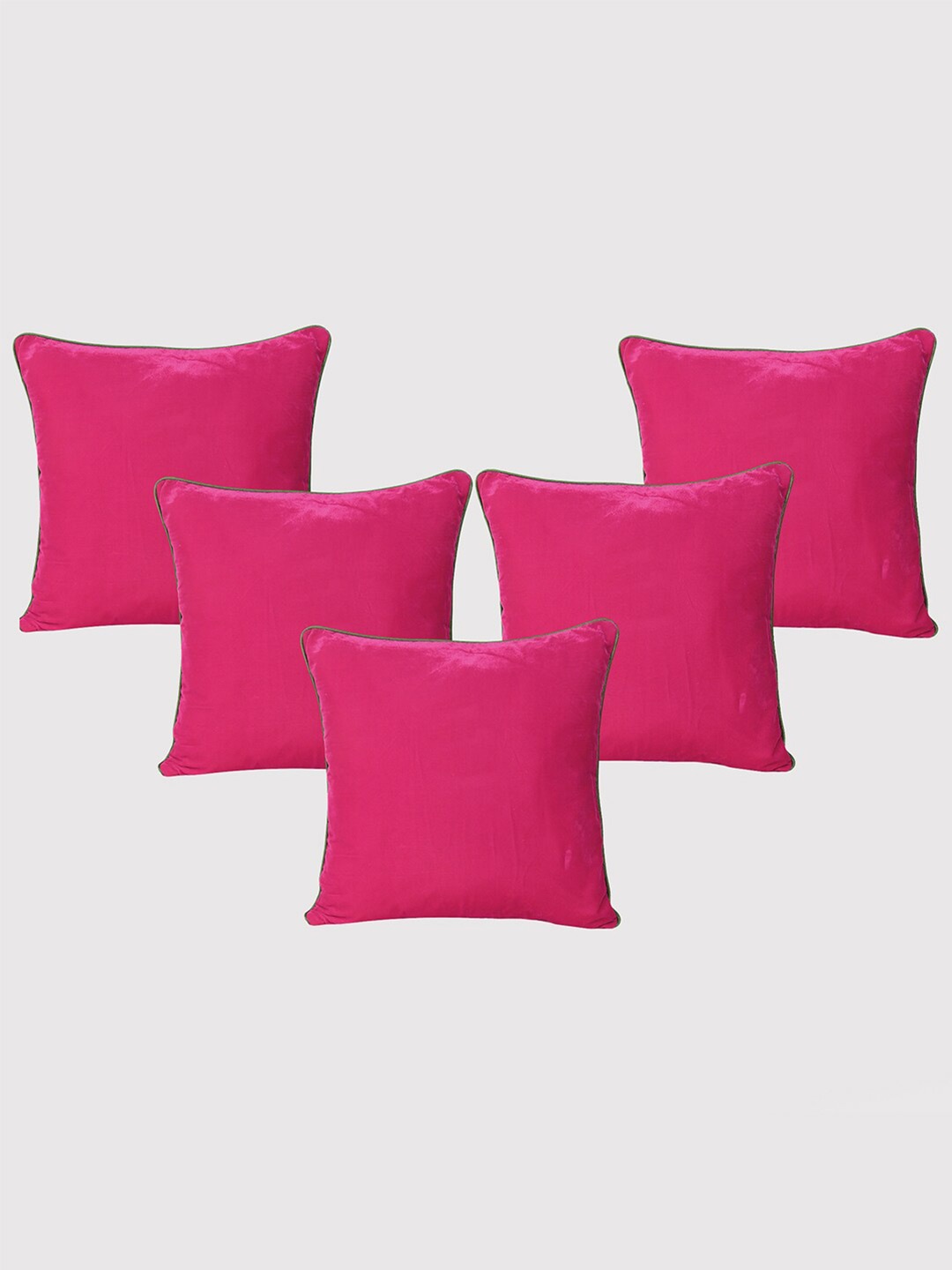 

OUSSUM Pink & Green 5 Pieces Velvet Square Cushion Covers