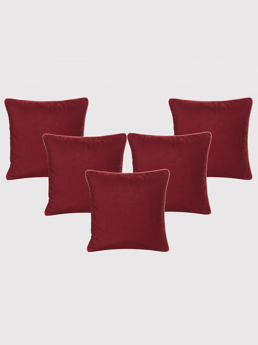 

OUSSUM Maroon & Pink 5 Pieces Velvet Square Cushion Covers