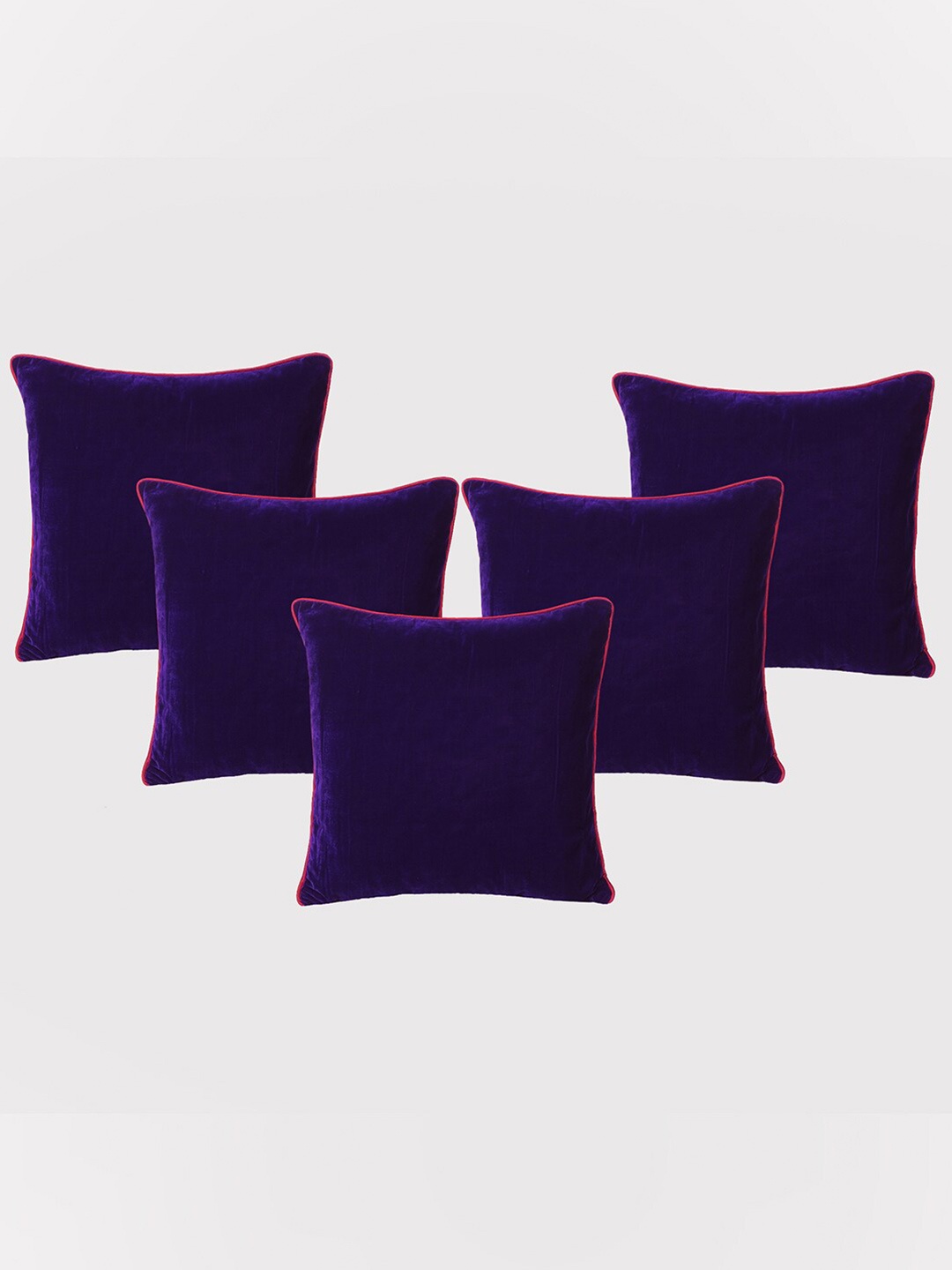 

OUSSUM 5 Pieces Purple & Pink Solid Velvet Square Cushion Covers