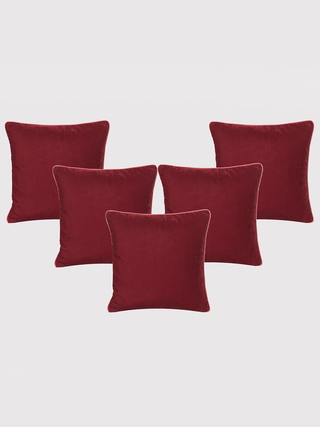 

OUSSUM 5 Pieces Maroon Solid Velvet Square Cushion Covers