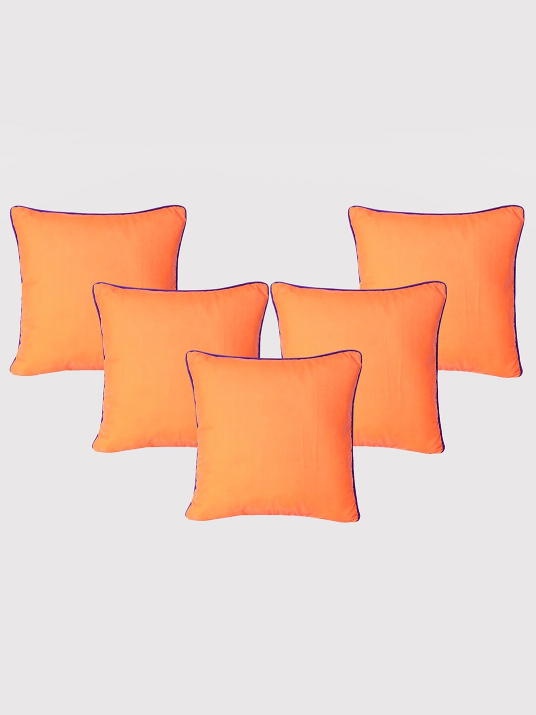 

OUSSUM 5 Pieces Orange & Blue Solid Velvet Square Cushion Covers