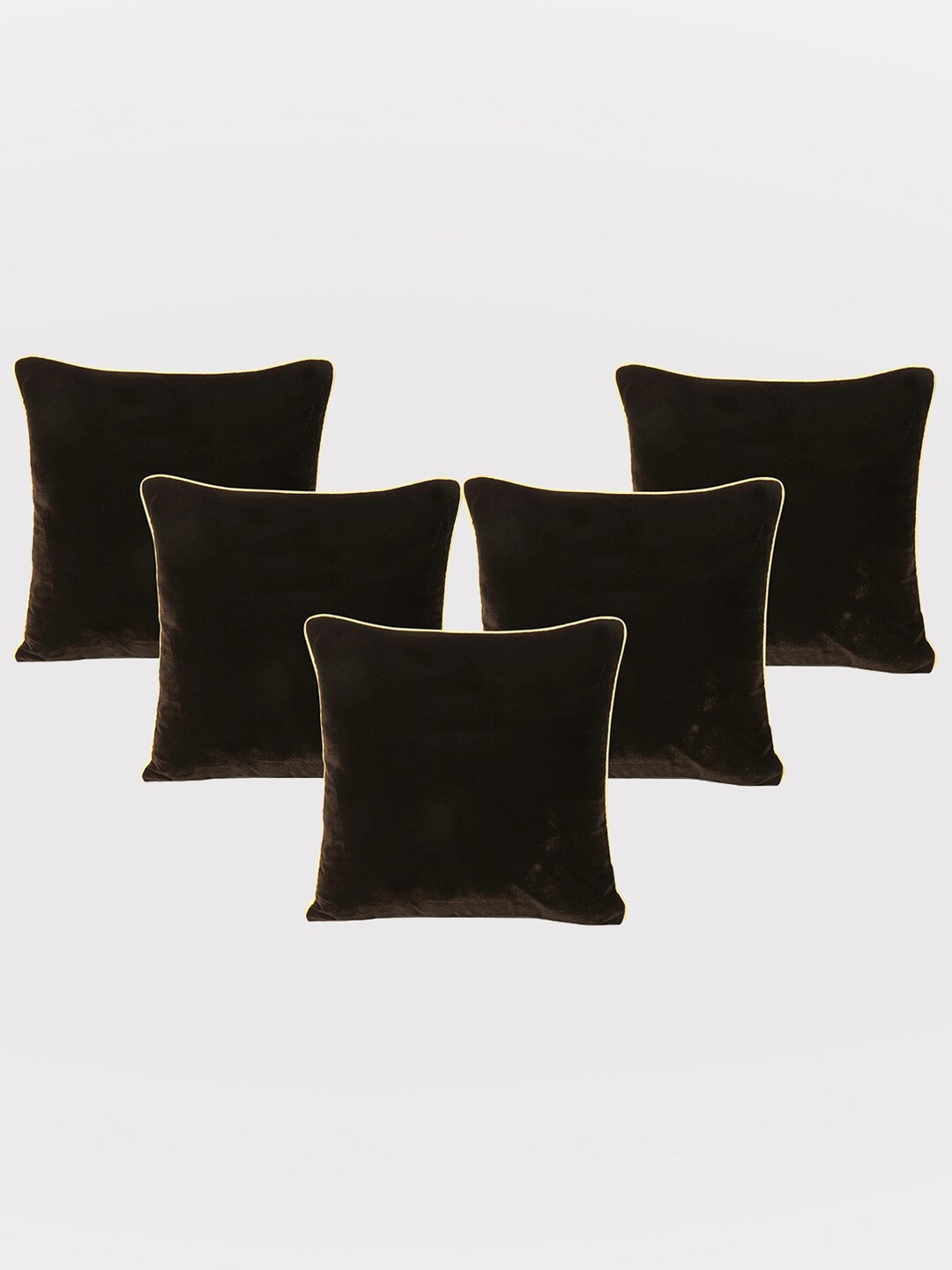 

OUSSUM Brown & Yellow 5 Pieces Velvet Square Cushion Covers