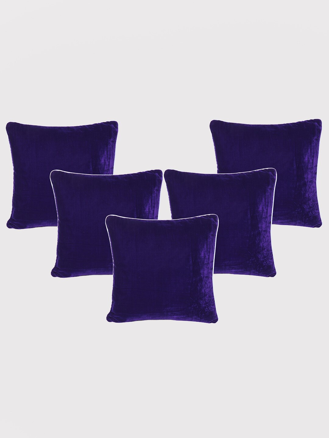 

OUSSUM Purple & White 5 Pieces Velvet Square Cushion Covers