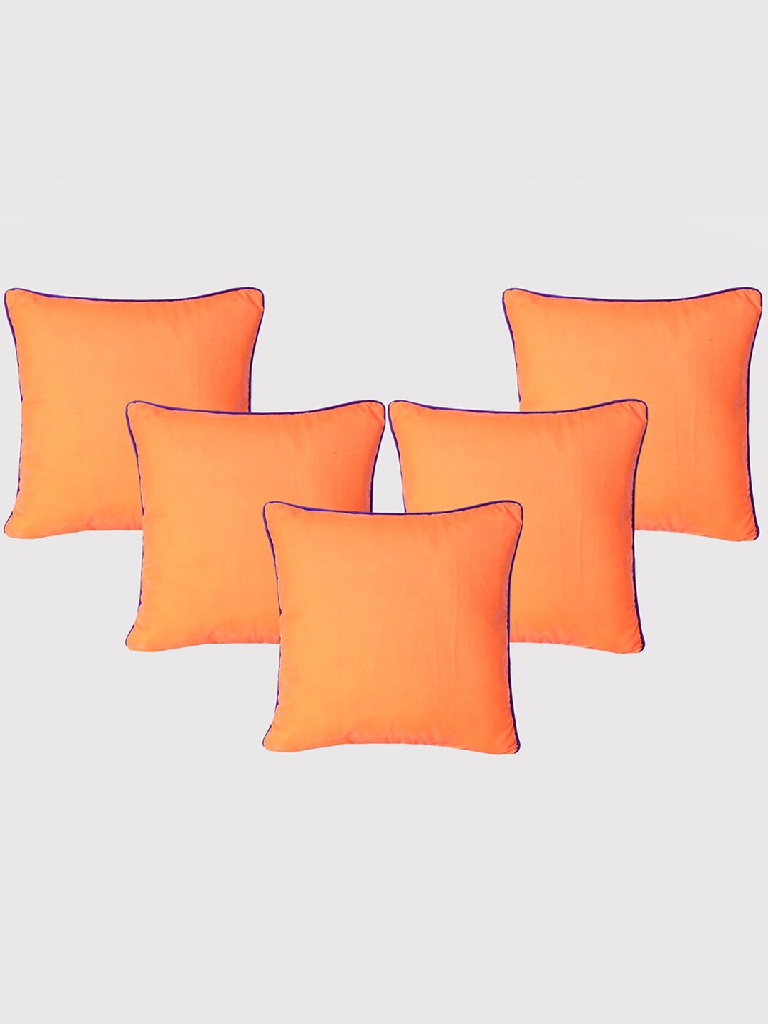 

OUSSUM 5 Pieces Orange & Purple Velvet Square Cushion Covers