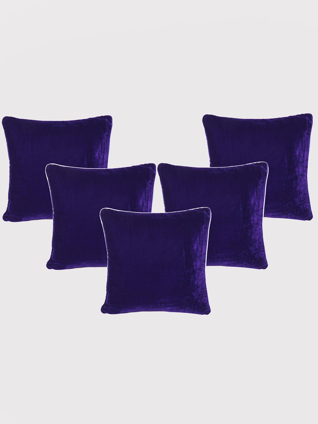 

OUSSUM Purple & White 5 Pieces Velvet Square Cushion Covers