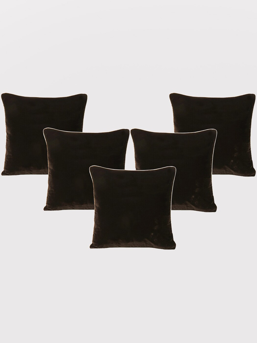 

OUSSUM Brown & White 5 Pieces Velvet Square Cushion Covers