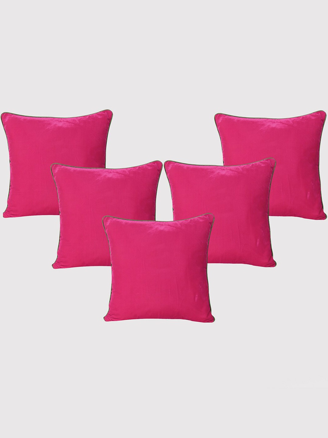 

OUSSUM Pink & Green 5 Pieces Velvet Square Cushion Covers