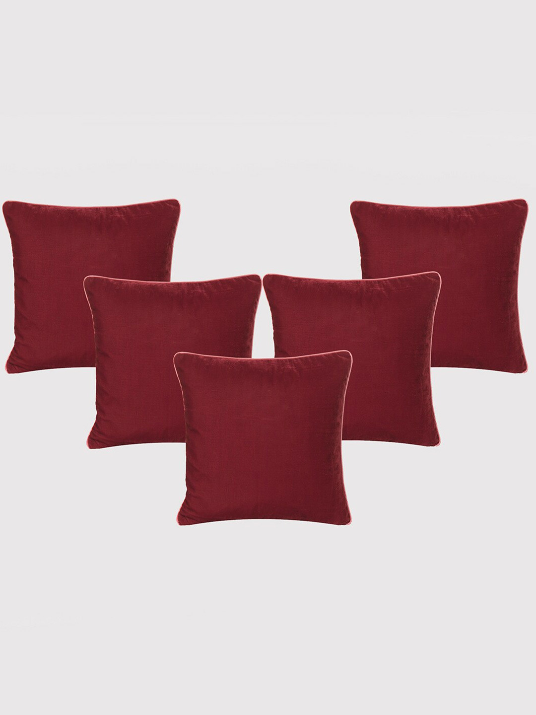

OUSSUM Maroon & Pink 5 Pieces Velvet Square Cushion Covers