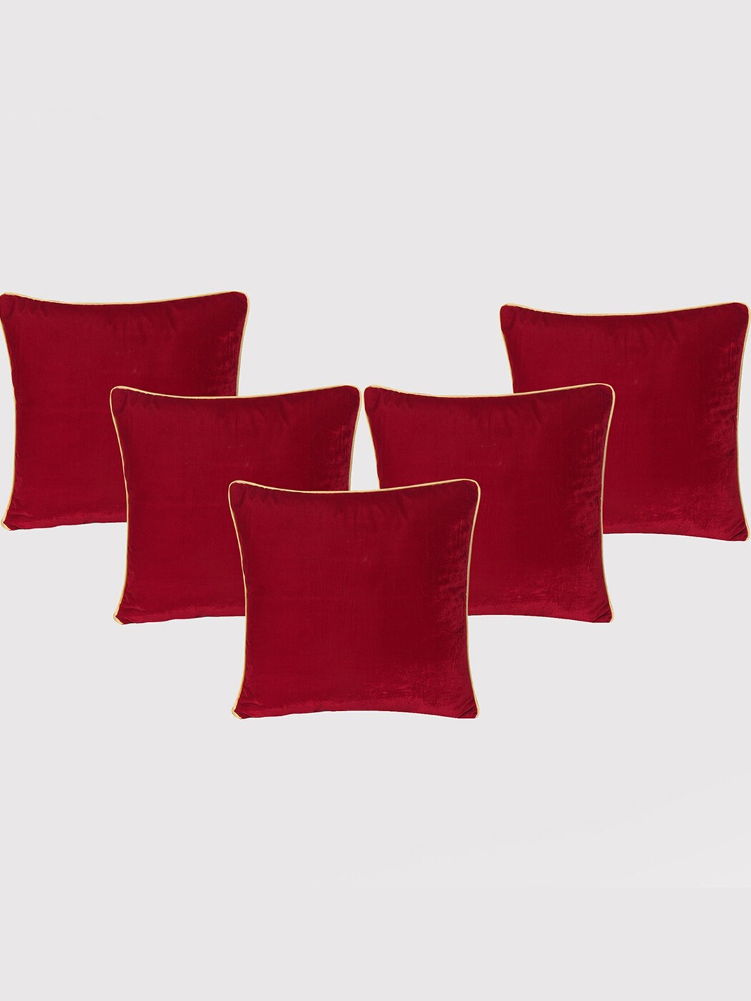 

OUSSUM Maroon & Pink 5 Pieces Velvet Square Cushion Covers