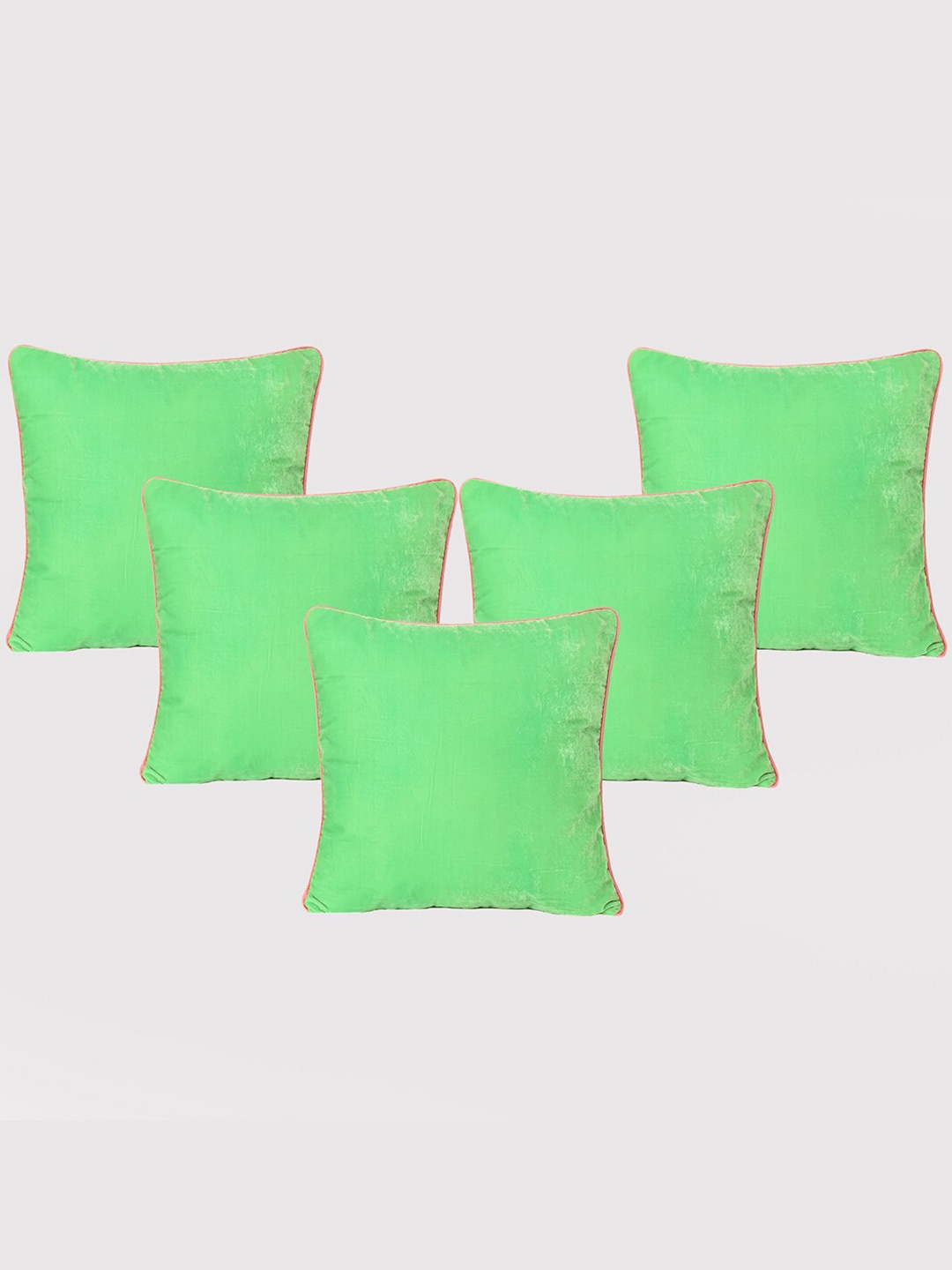 

OUSSUM Green & Pink 5 Pieces Velvet Square Cushion Covers