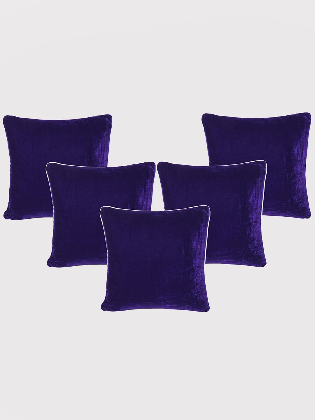 

OUSSUM Purple & White 5 Pieces Velvet Square Cushion Covers