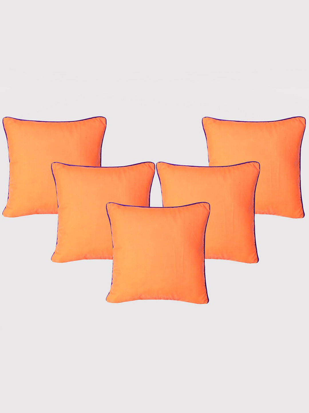 

OUSSUM Orange & Blue 5 Pieces Velvet Square Cushion Covers