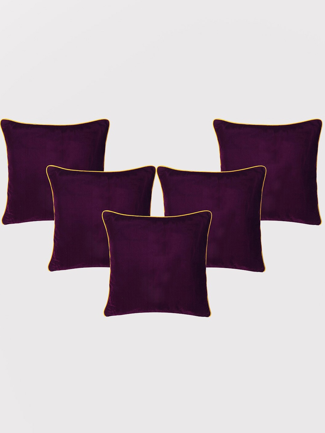 

OUSSUM Purple & Yellow 5 Pieces Velvet Square Cushion Covers