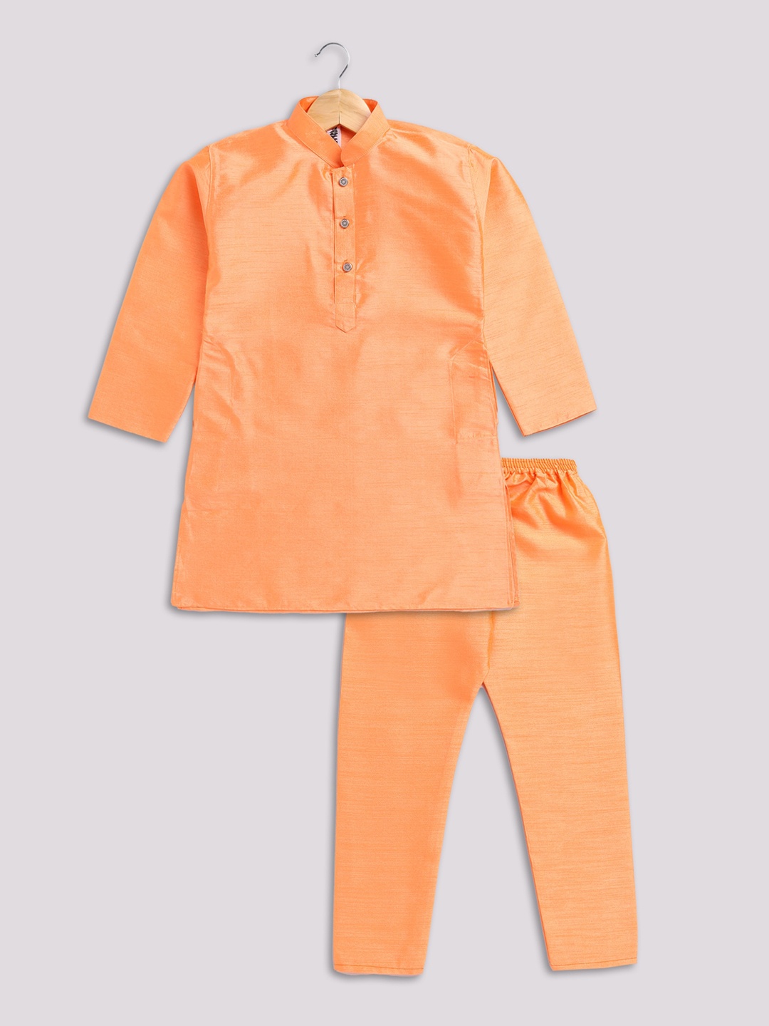 

SmartRAHO Boys Regular Dupion Silk Kurta With Pyjamas, Orange