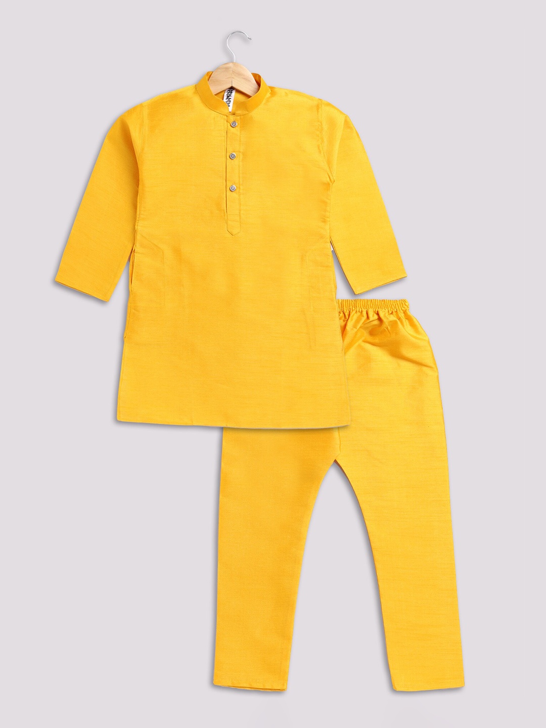 

SmartRAHO Boys Regular Dupion Silk Kurta With Pyjamas, Yellow