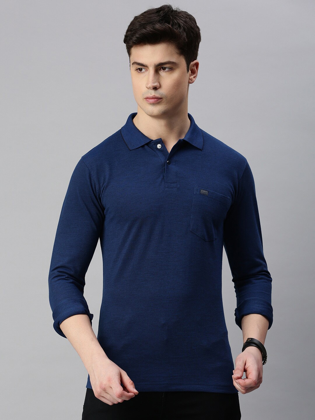 

ZEDD Polo Collar Cotton T-shirt, Blue