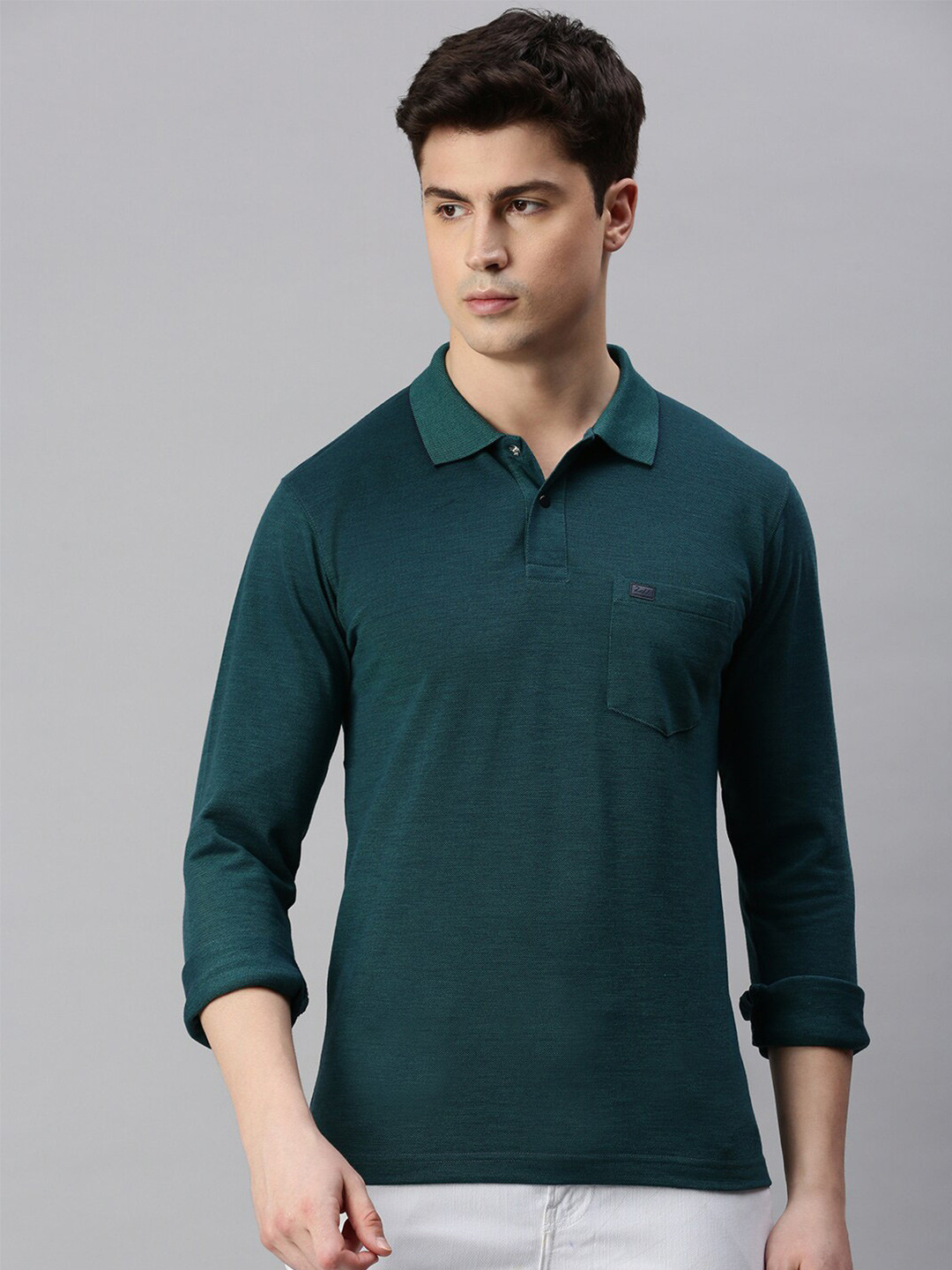 

ZEDD Polo Collar Pockets Cotton T-shirt, Green