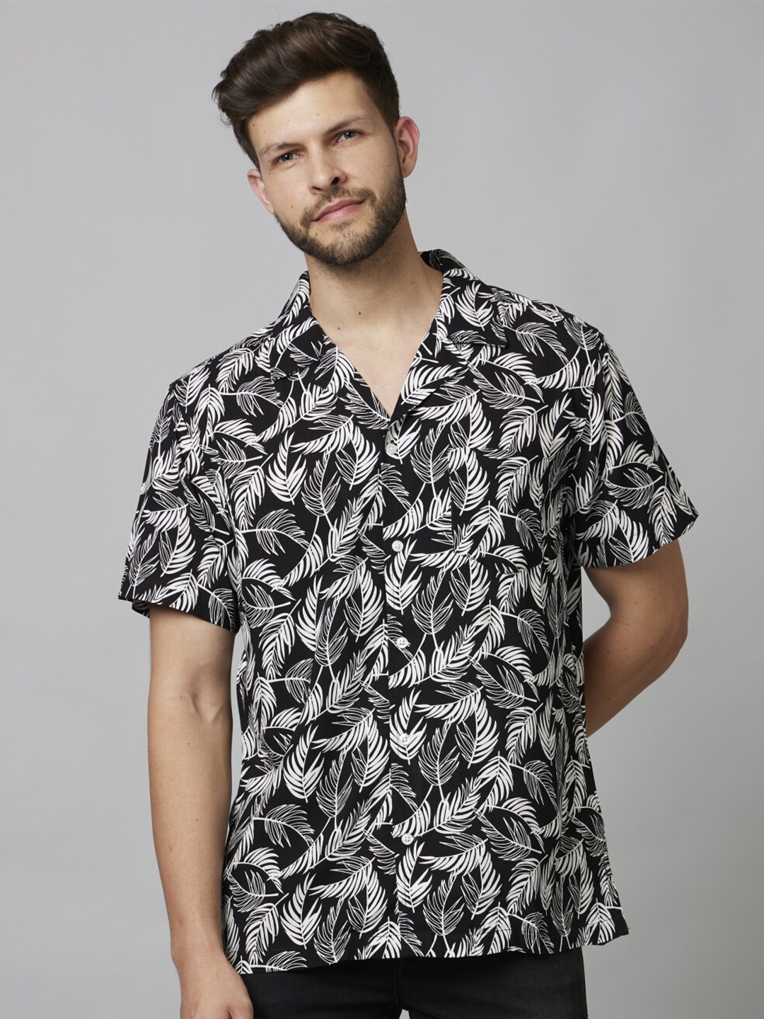 

Celio Classic Abstract Printed Casual Shirt, Black