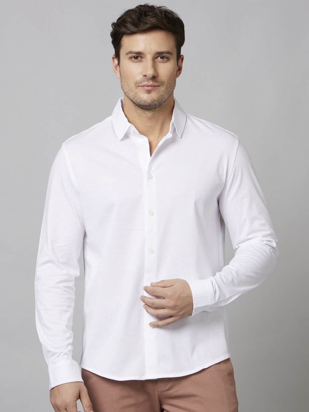 

Celio Classic Spread Collar Cotton Casual Shirt, White