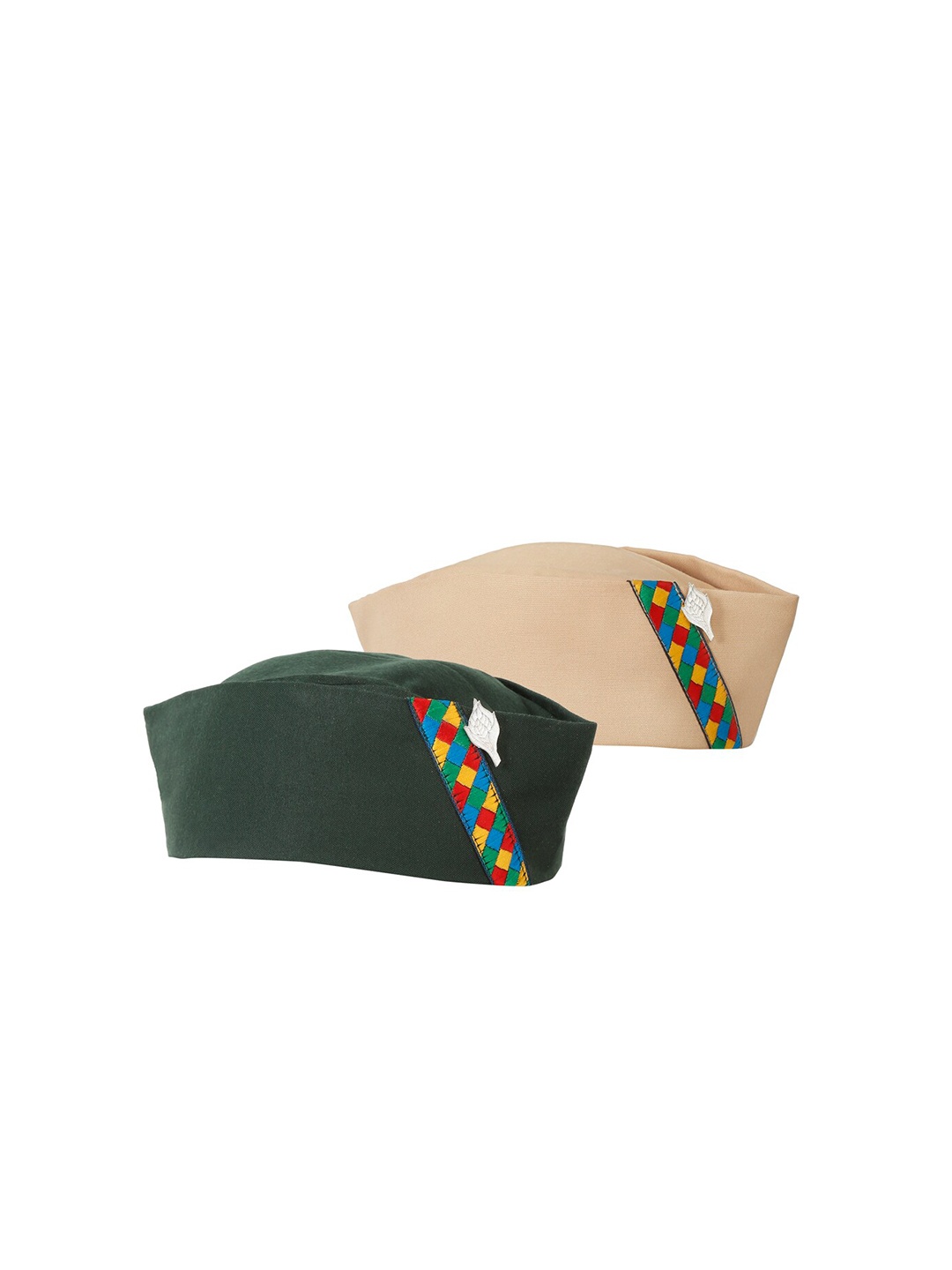 

The Mini NEEDLE Unisex Set Of 2 Cotton Pahadi Cap, Green