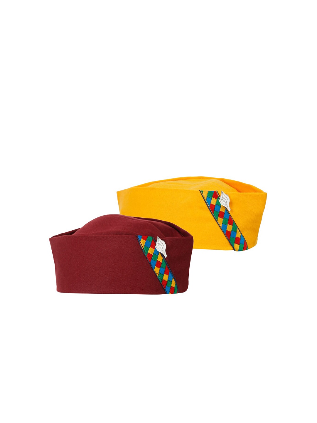 

The Mini NEEDLE Unisex Set Of 2 Cotton Pahadi Cap, Yellow