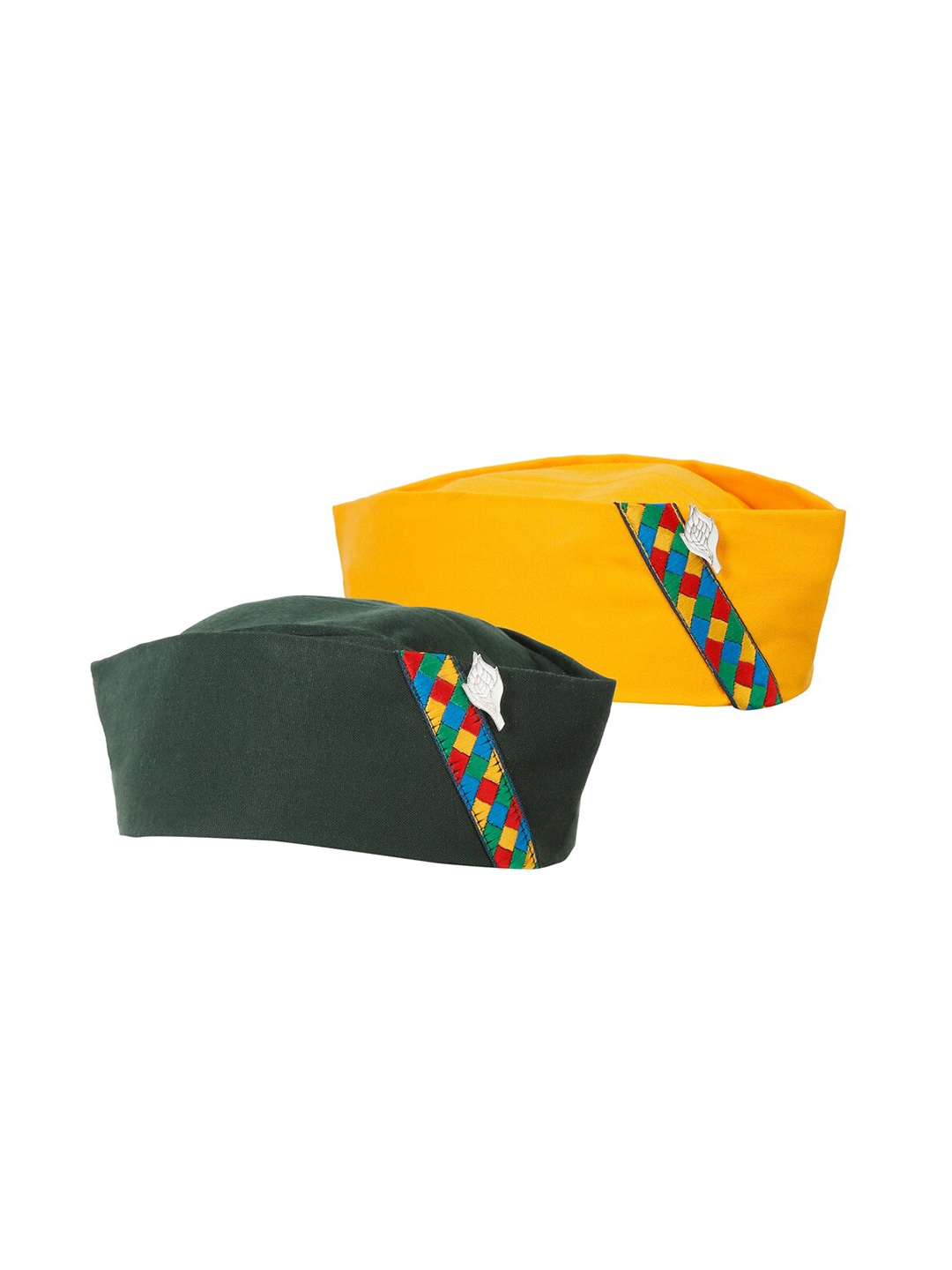 

The Mini NEEDLE Unisex Set Of 2 Embroidered Cotton Pahadi Cap, Green