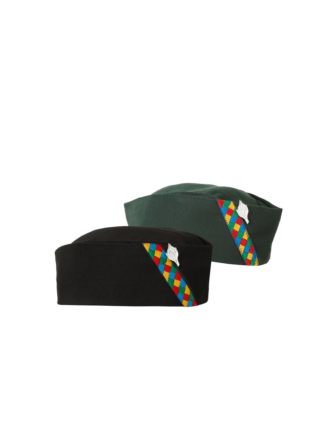 

The Mini NEEDLE Unisex Set Of 2 Cotton Pahadi Cap, Green