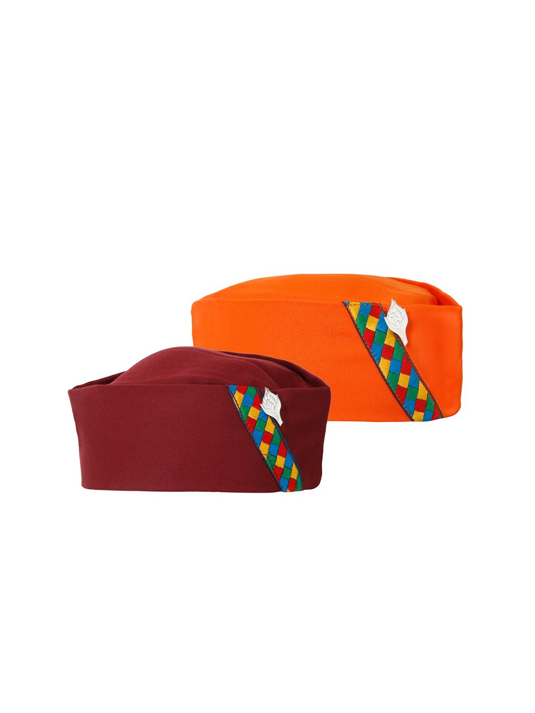 

The Mini NEEDLE Unisex Set Of 2 Embroidered Cotton Pahadi Cap, Maroon