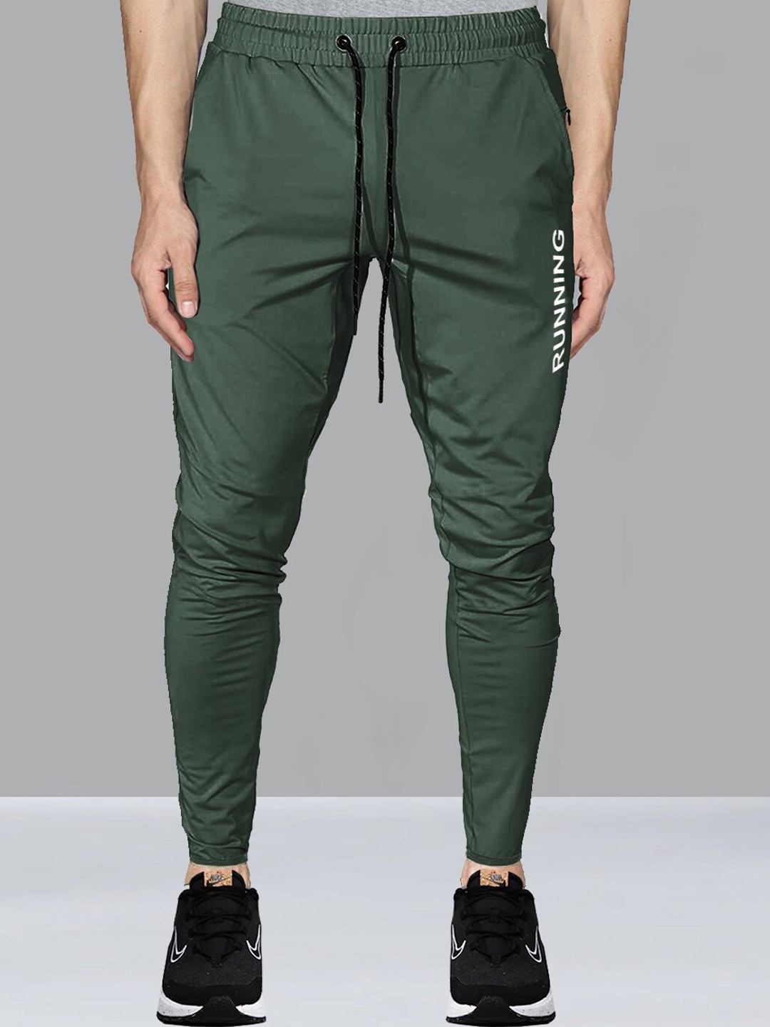 

AVOLT Men Mid Rise Slim-Fit Track Pants, Olive