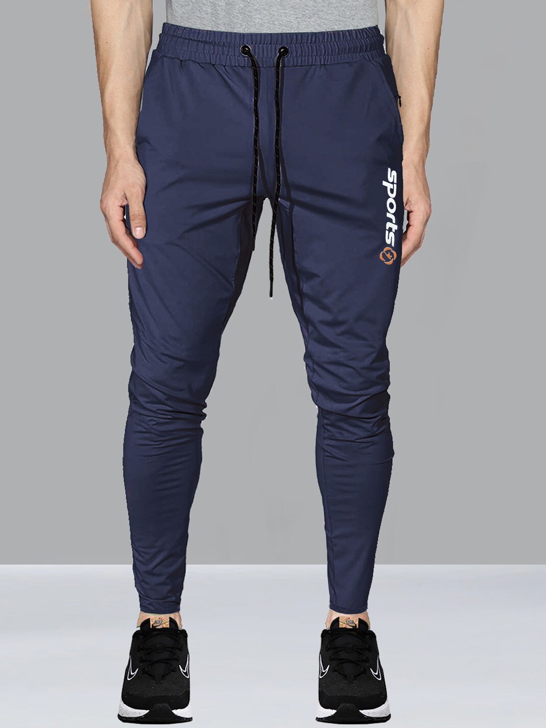 

AVOLT Men Mid Rise Slim-Fit Track Pants, Navy blue
