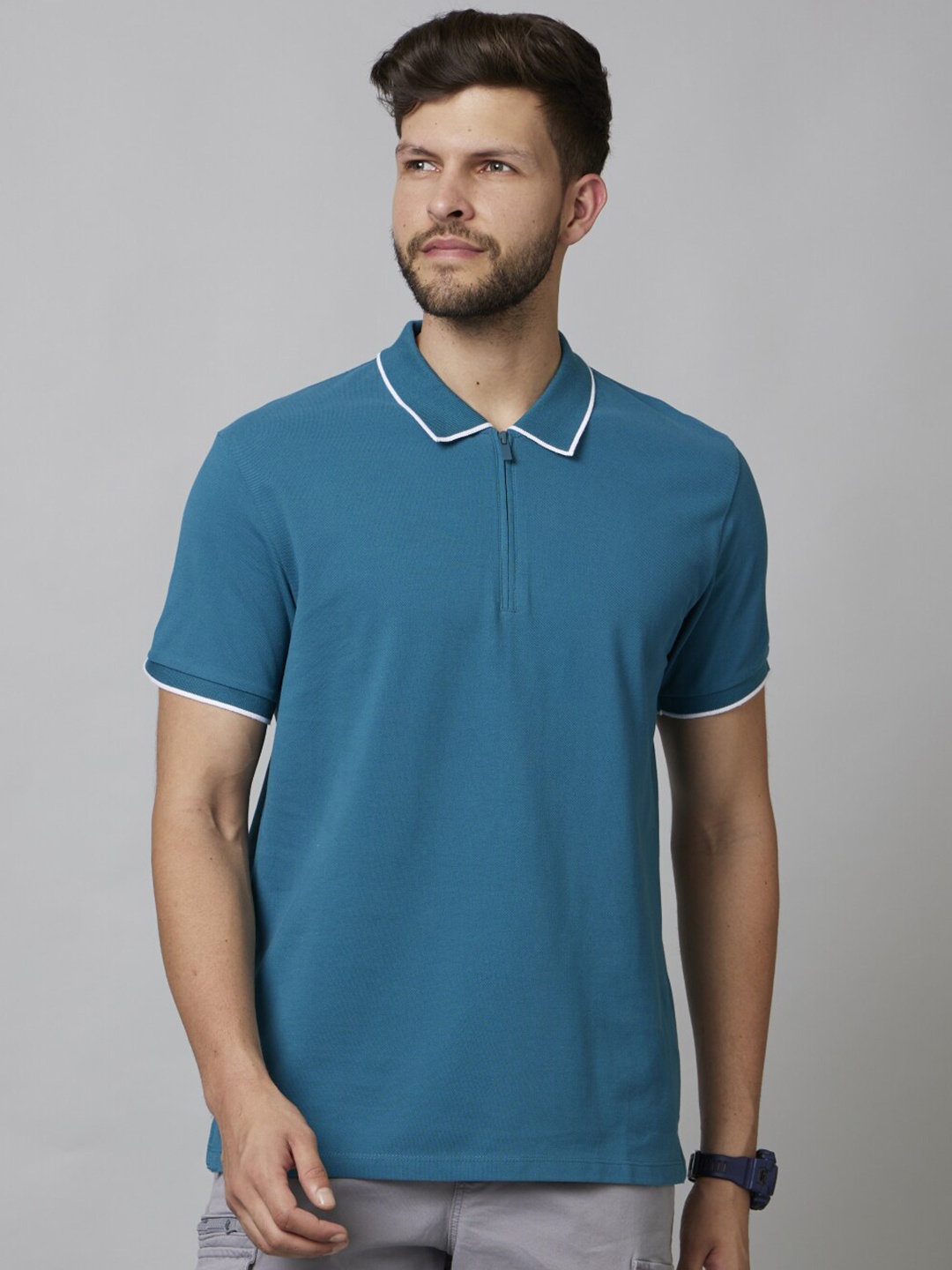 

Celio Polo Collar Cotton T-Shirt, Teal