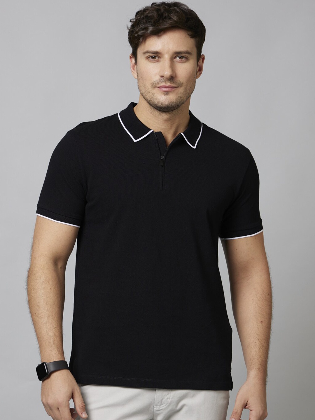 

Celio Polo Collar Cotton T-Shirt, Black