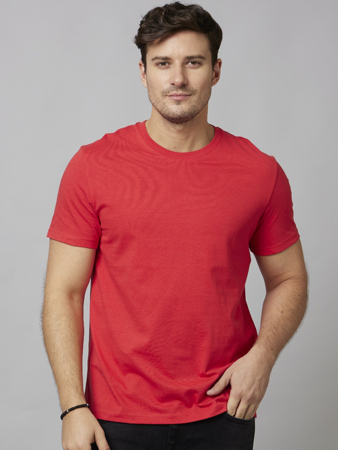 

Celio Round Neck Short Sleeves Cotton T-Shirt, Red