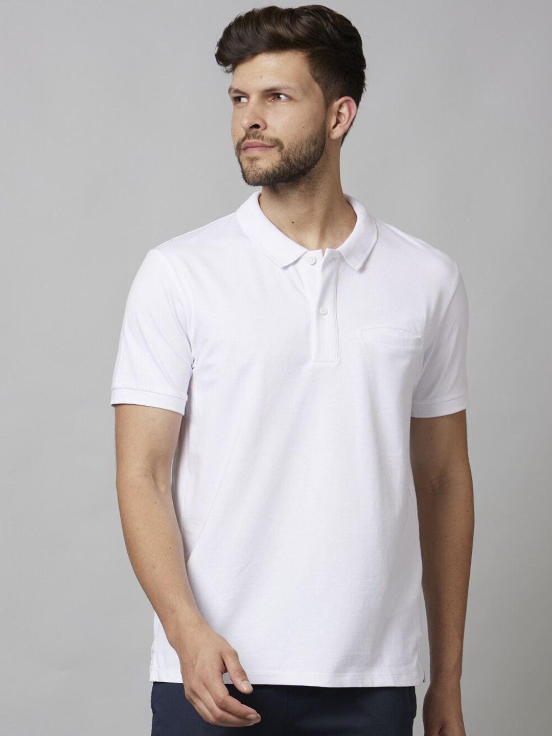 

Celio Polo Collar Relaxed Fit Knitted Cotton T-Shirt, White