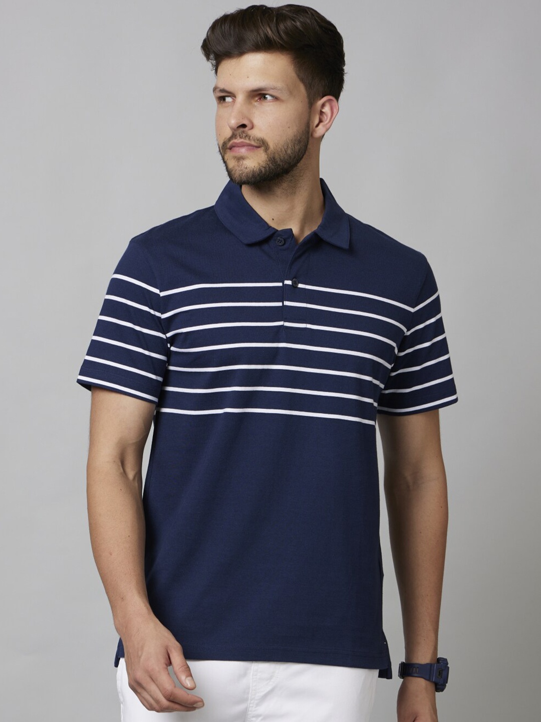 

Celio Polo Collar Regular Fit Knitted Cotton T-Shirt, Navy blue