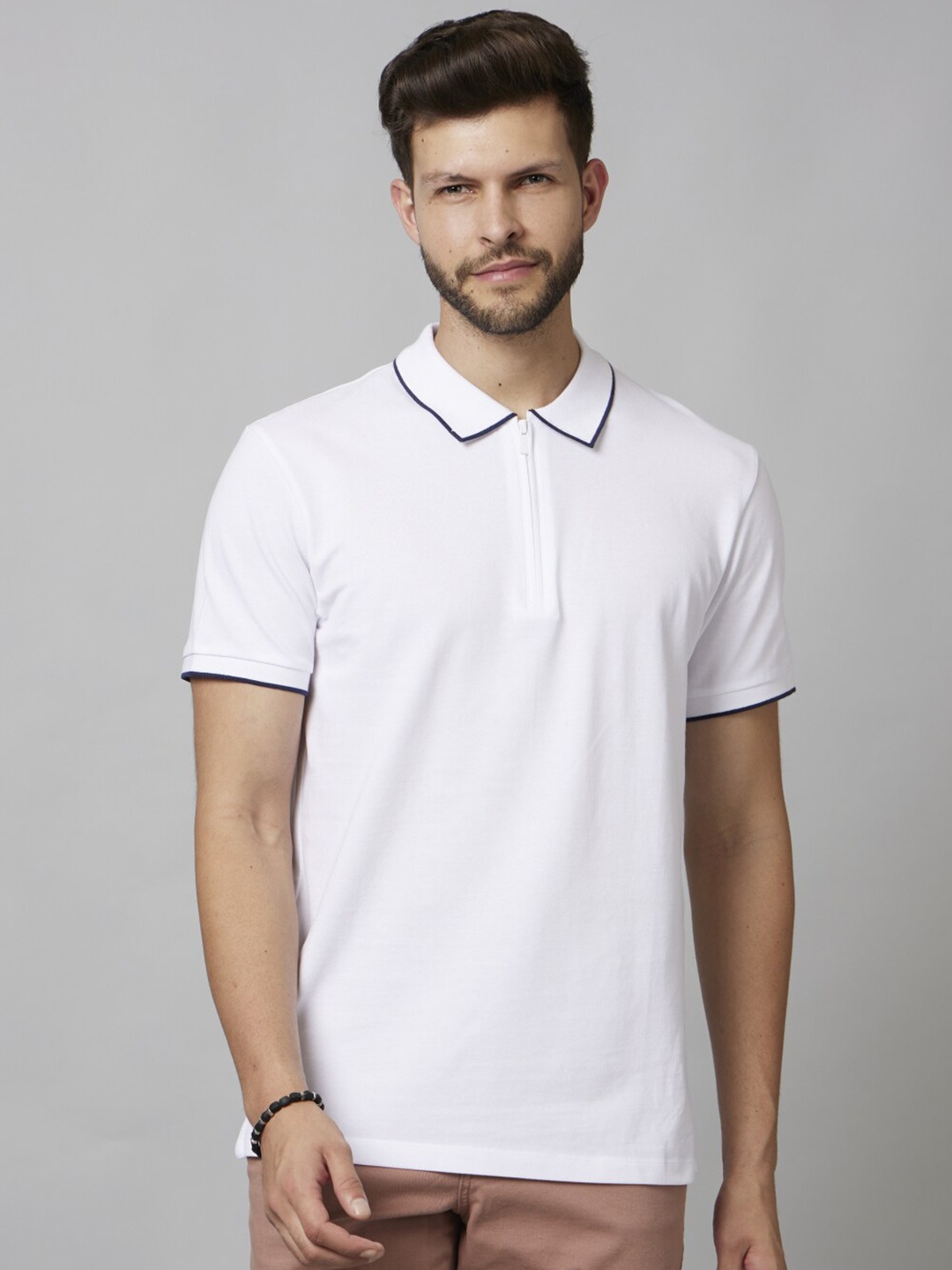 

Celio Men Polo Collar Cotton T-shirt, White