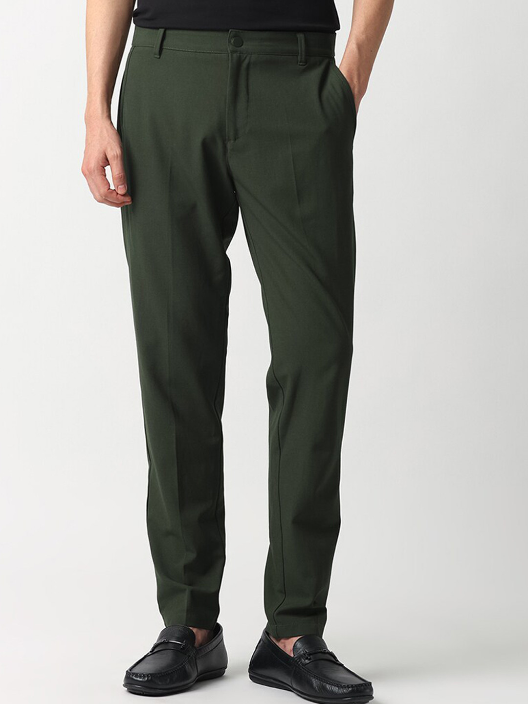 

RARE RABBIT Men Drivers Mid-Rise Slim Fit Trouser, Olive