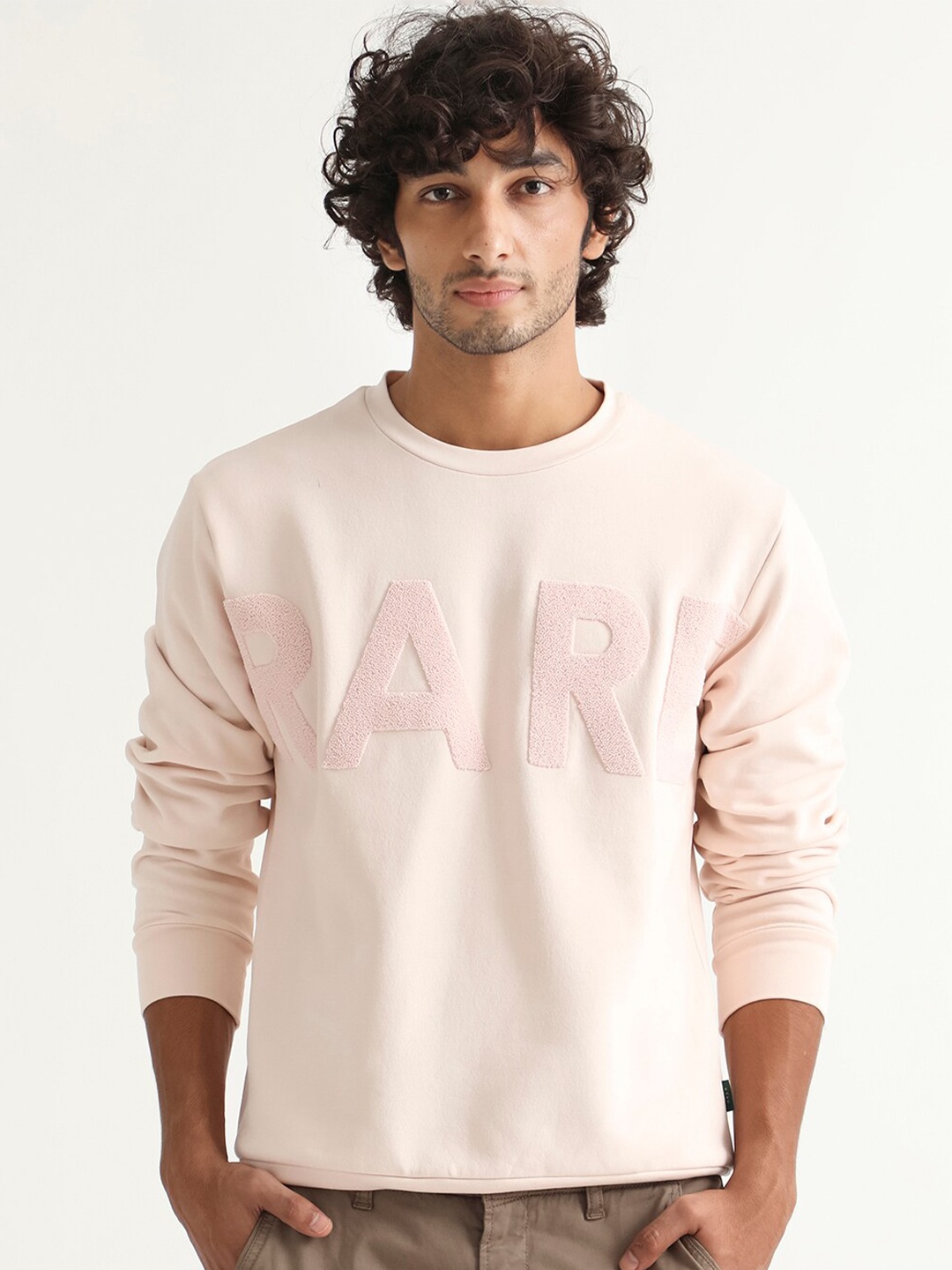 

RARE RABBIT Men Tisot Typography Printed Sweatshirt, Pink