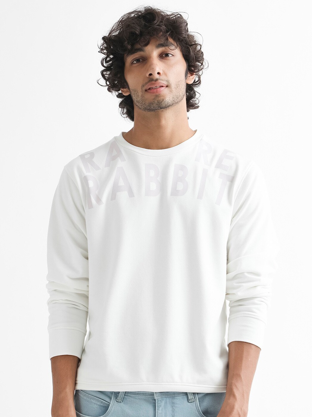 

RARE RABBIT Men Oren Typography Printed Sweatshirt, White