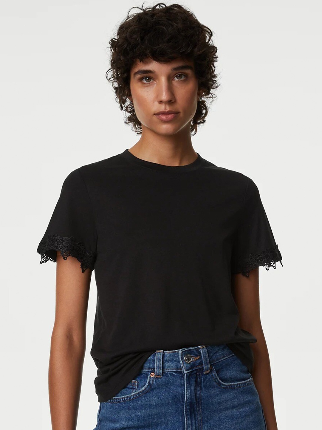 

Marks & Spencer Round Neck Short Sleeves T-shirt, Black