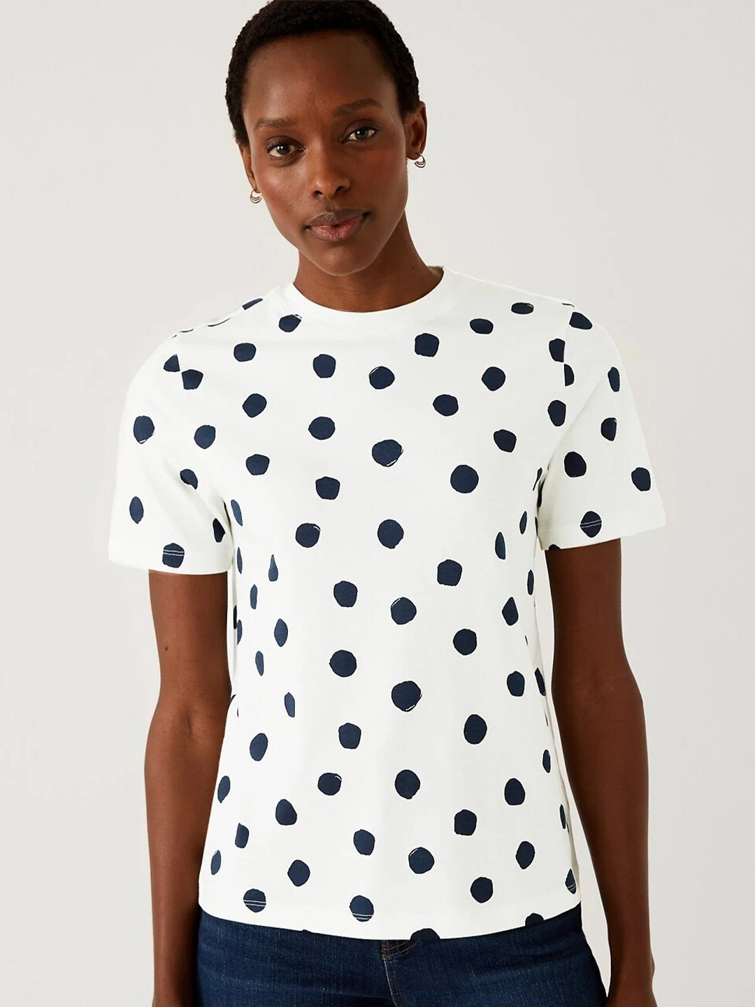 

Marks & Spencer Conversational Printed Pure Cotton T-shirt, White