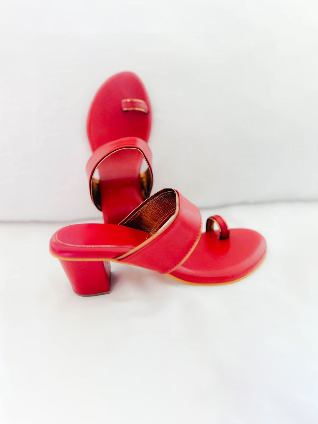 

ODETTE One Toe Block Heels, Red