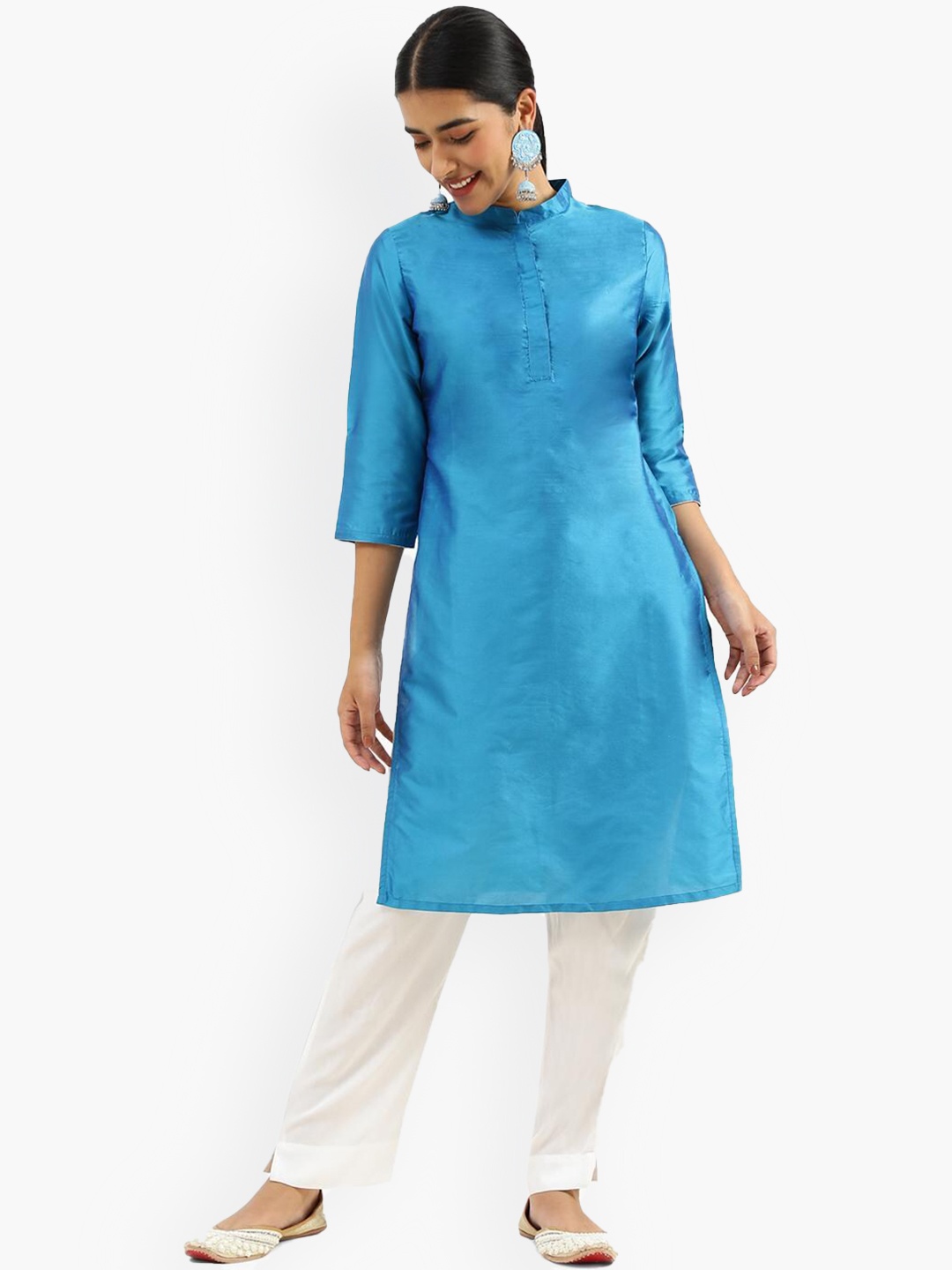 

Virgio Mandarin Collar Straight Kurta, Blue